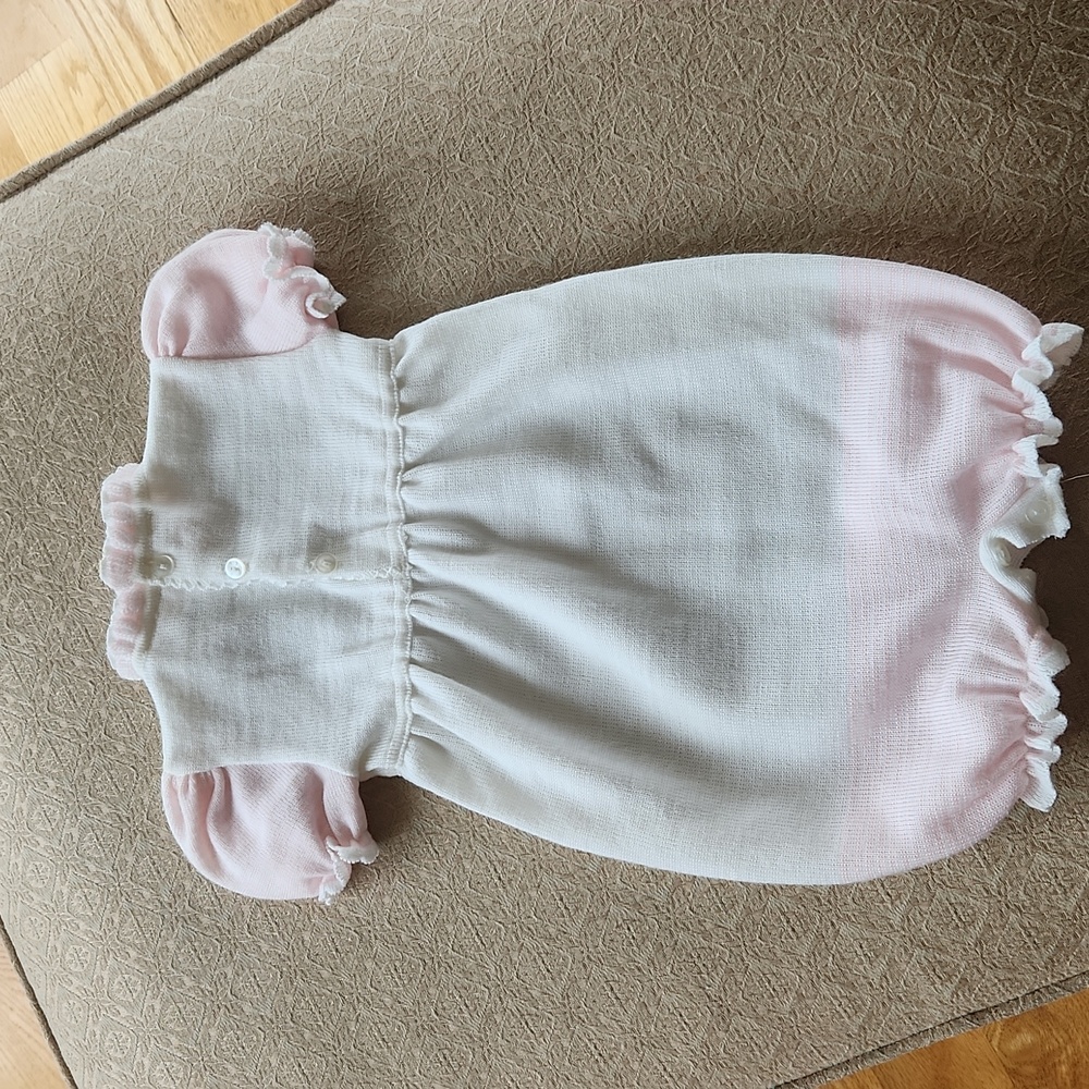 Beautiful Vintage White and Pink Baby Romper - Picture 3 of 3